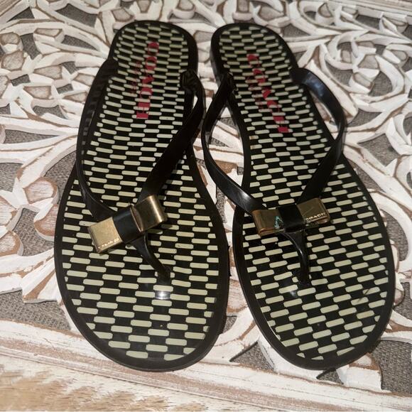 Coach Bow Toe Flip Flop Sandals Shoes Women’s 9 - Picture 1 of 9